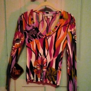 Missoni abstract v-neck long sleeve top